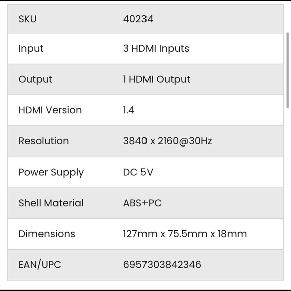UGREEN HDMI Switch 3 In 1 Out - Picture 9 of 11